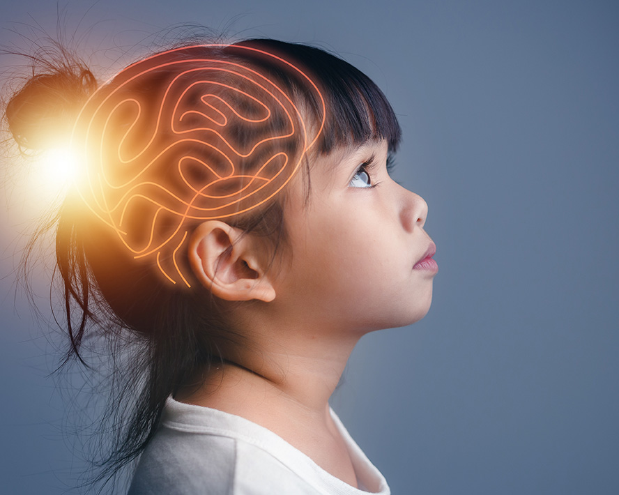 Little girl experiencing a spiritual experience in the brain